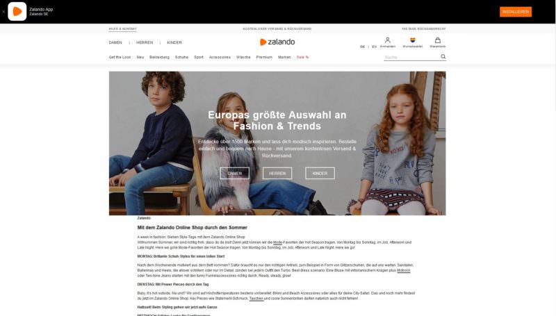 Zalando Online Versand 