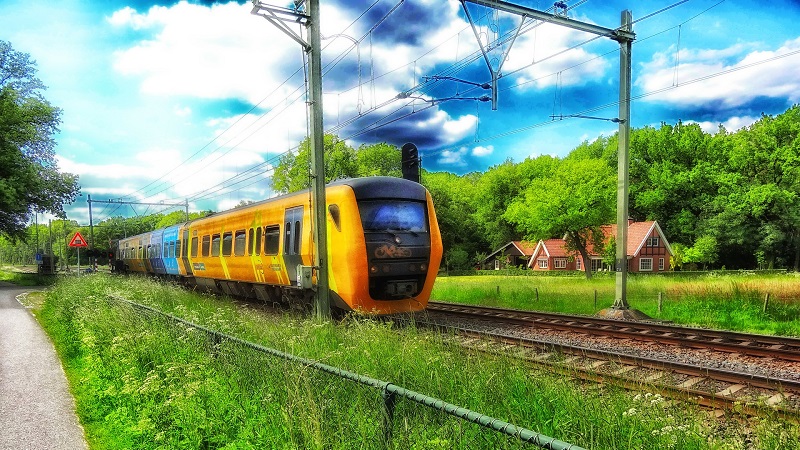 Zug, Bahn, Niederlande, Holland, Landschaft, Schiene