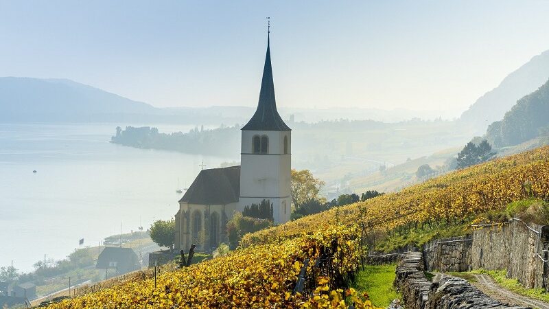 Bielersee, Schweiz, Kirche, See, Natur