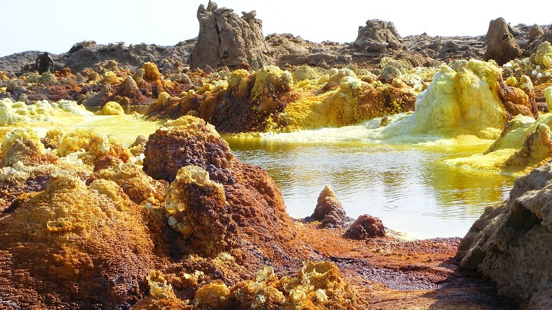 Danakil Senke, Dallul, Äthiopien, Geysir