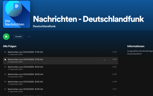 Nachrichten, Podcast, Spotify