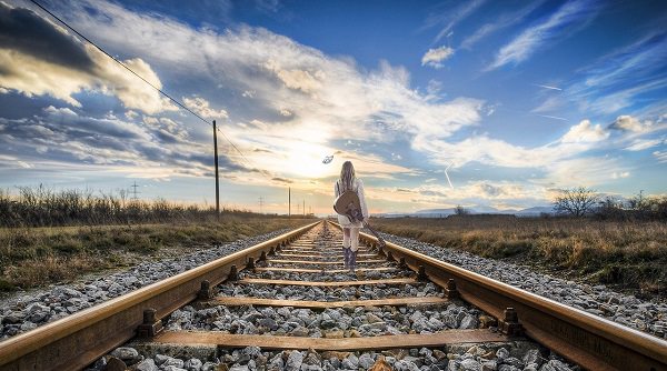 Bahnstrecke, Gleise, Horizont, verlassen, Abschied, Reise