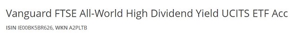 Vanguard FTSE All-World High Dividend Yield UCITS ETF Acc