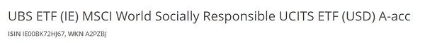 UBS ETF (IE) MSCI World Socially Responsible UCITS ETF (USD) A-acc, nachhaltige ETF, nachhaltige ETFs, beste nachhaltige ETFs