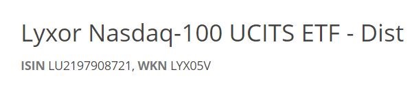 Lyxor Nasdaq-100 UCITS ETF - Dist, Nasdaq 100 ETF