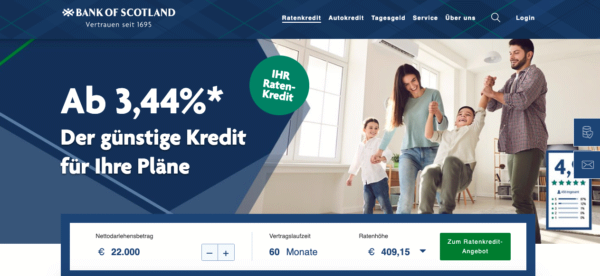 Ratenkredite, Bank of Scotland, Finanzierung