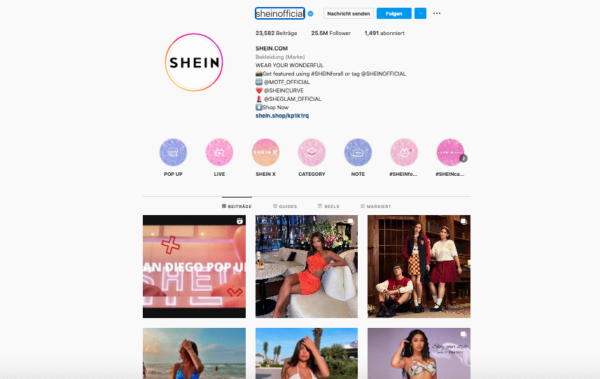 Influencermarketing, Shein, Instagram