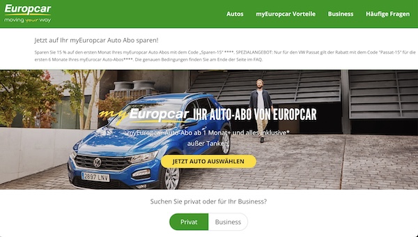 Mobilität, Fahrzeug, Vermietung, Autovermietung, Deutschland, Leasing, Flatrate, Sixt, VW, Finn, like2drive, Europcar