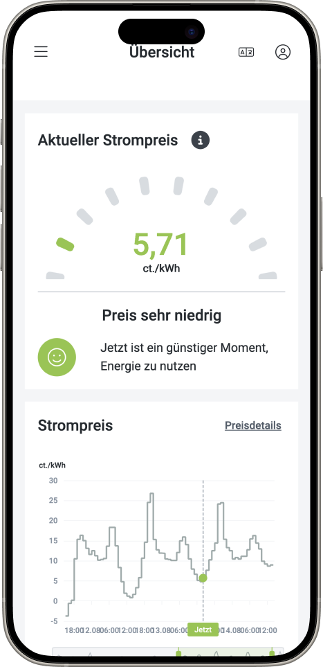 naturstrom smartapp App Anzeige