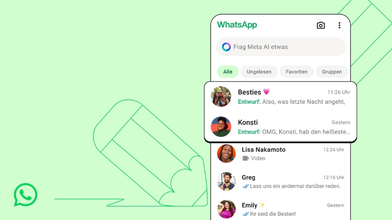 WhatsApp Entwurf, Nachrichten, Funktion, Messenger, Nachrichtendienst, Meta, Facebook, Neuerung, Social Media, Kommunikarion