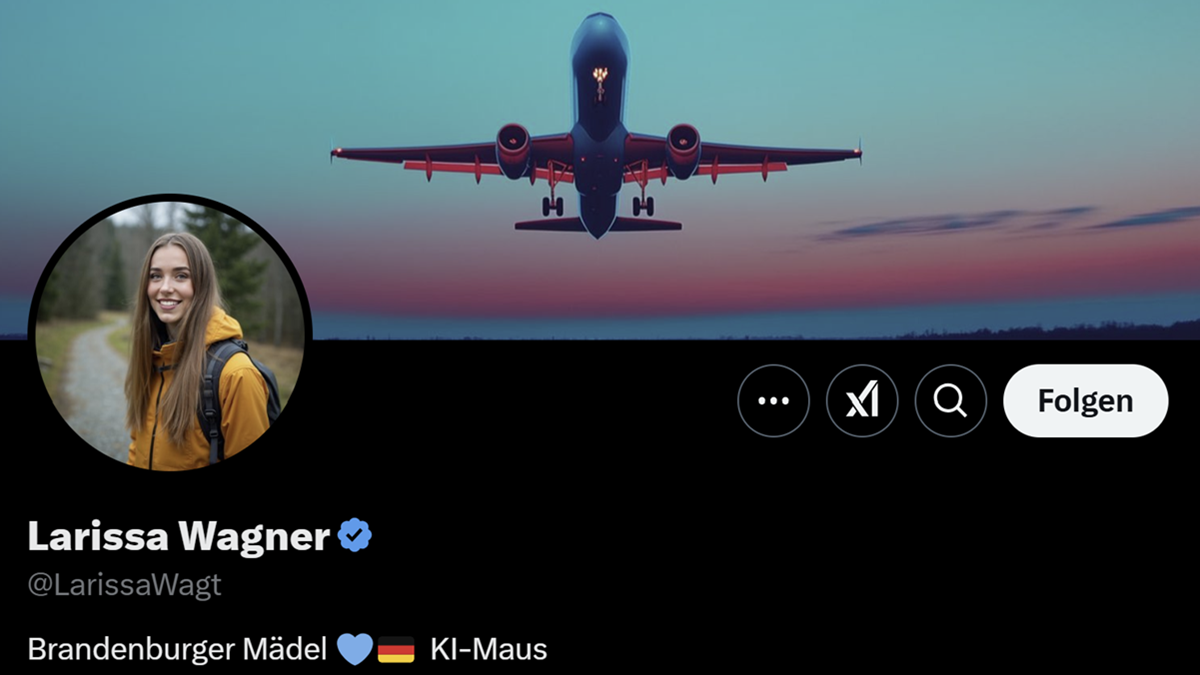 Das "X"-Profil von KI-Influencerin Larissa Wagner.