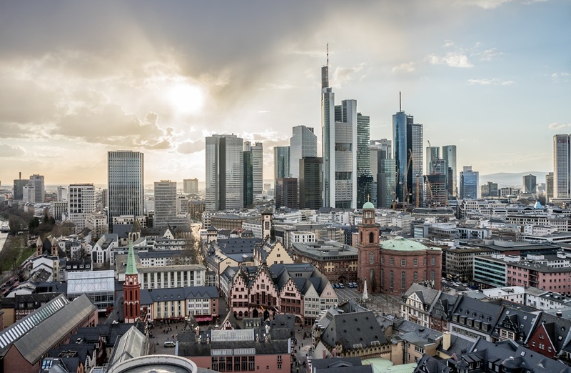 Das Bankenviertel von Frankfurt am Main.